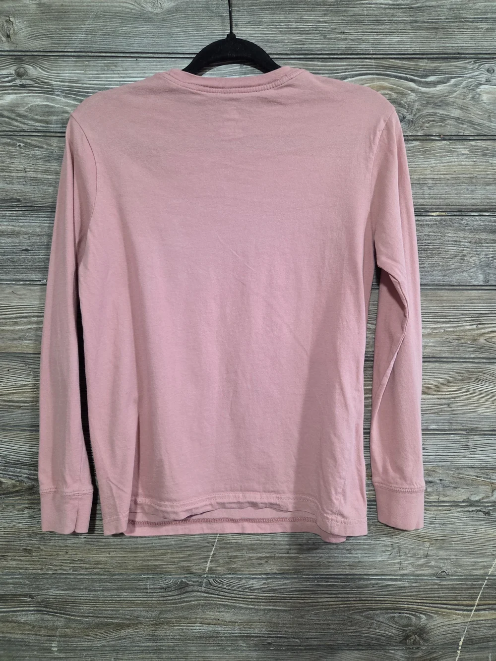 Nike Girls Pink Long Sleeve Logo Tee Loose Fit Size Large Cotton